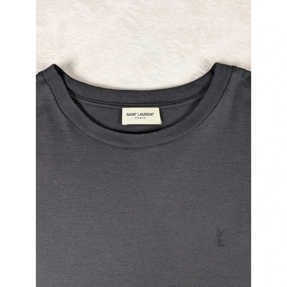 NWOT Saint Laurent Paris Mens‎ Black Short Sleeve Crew Neck T Shirt YSL Logo M
